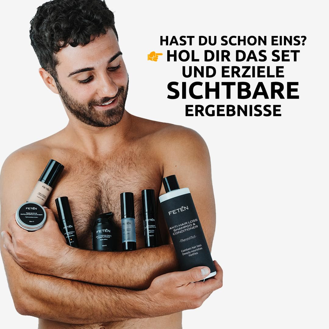 FETEN Anti-Unvollkommenheitsset Für Herren, Gesichtspeeling + Feuchtigkeitscreme, Anti-Falten-Matteffekt, Gesichtsbehandlung Für Männer, Geschenkset