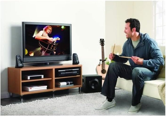 Logitech 980-000403 Lautsprechersystem Mit Subwoofer, THX Audio Zertifiziert, 400 Watt Spitzenleistung, Starke Bässe, Multi-Geräte PC / PS4 / Xbox / TV / Handy / Tablet, Schwarz, 3,5 Mm Eingänge