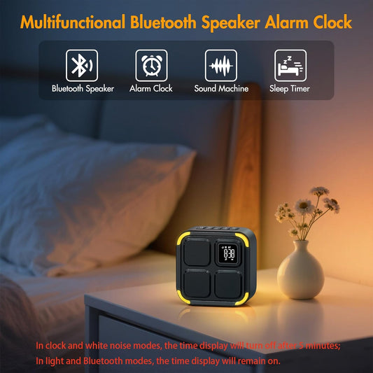 Bluetooth Lautsprecher Mit Wecker 30 Natural Sounds | 5-In-1: Nachtlicht, Tischuhr, Schlaf Timer, LED Lichtshow, Lange Akkulaufzeit, Geschenk Für Frauen Und Männer, Mädchen Und Junge