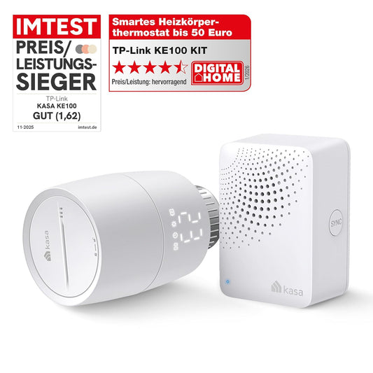 Tp-Link Kasa Smartes Heizkörperthermostat - Wifi Starter Kit, Inklusive 1 Thermostat Und 1 Hub, Heizungssteuerung (Kasa App, Geofencing, Fensteröffnungserkennung), Matter, Alexa