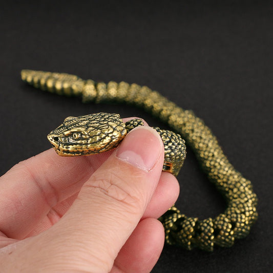 Antique Cobra Copper Ornaments Antique Old 3D Live Snake Showroom Decoration Rattlesnake Crafts