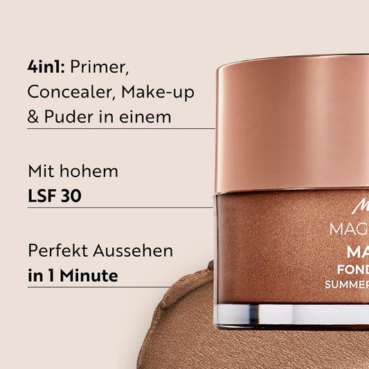 M. Asam Magic Finish Summer Teint Mit LSF 30 (30Ml), 4-In-1 Primer, Make Up, Puder & Concealer, Kaschiert, Gleicht Aus, Verschönert & Perfektioniert Deinen - Für Gebräunte Haut, Vegan