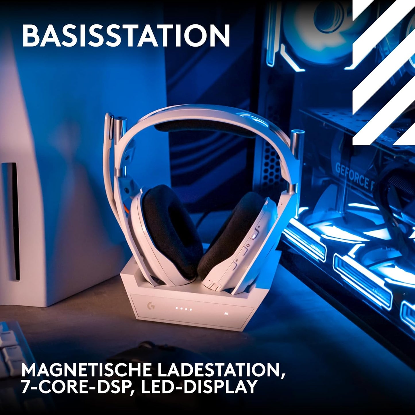 Logitech G Astro A50 LIGHTSPEED Kabellose Gaming-Headset + Basisstation (Gen 5), PRO-G GRAPHENE, 3-System-Umschaltung, USB-C Für Xbox, PS5, Pc/Mac Oder Nintendo Switch & Switch 2, Bluetooth - Weiß