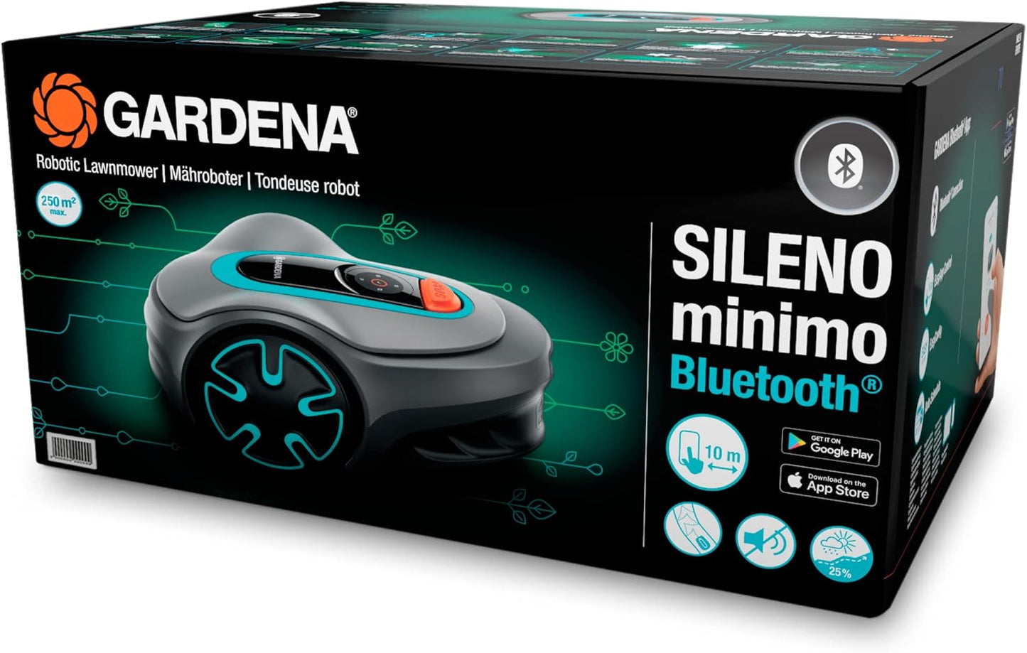 Gardena Mähroboter SILENO Minimo 250 M²: Intelligenter Rasenmäher Mit Optimaler Konnektivität, Mit Gardena Bluetooth App Programmierbar, De-Version (15201-20)