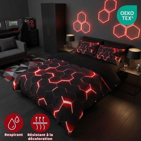 Bettbezug 240 X 260 Cm, Wabenmuster, Moderne Bettwäsche Für Doppelbett, Für Junge Jungen, Mädchen, Geometrisches Bettwäsche-Set, Mit 2 Kissenbezügen, 65 X 65 Cm