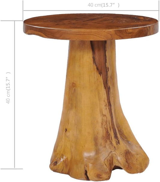 Couchtisch 40X40 Cm Massivholz Teak, Runder Beistelltisch Für Wohnzimmer, Einzigartiger Wurzelholz-Tisch, Handgefertigt, Langlebig, Wetterfest