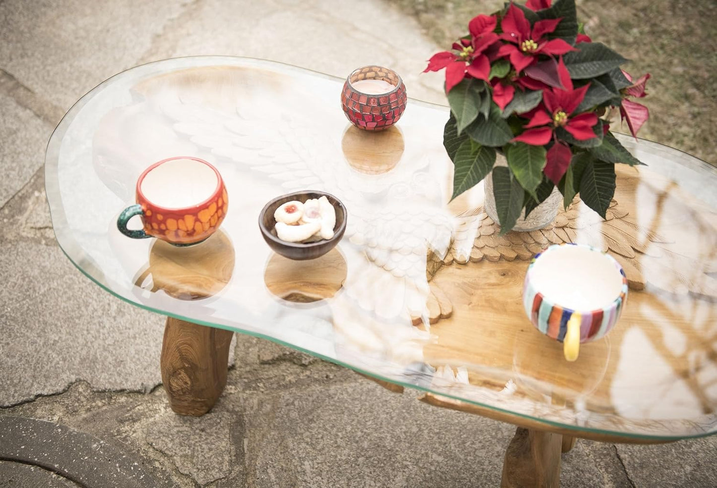 Windalf Couchtisch IDA L: 110 Cm Fliegende Eule Handarbeit Aus Wurzelholz