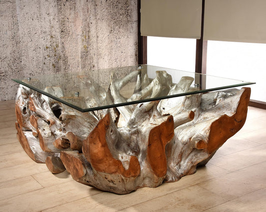 Sofatisch 100X100 Cm Aus Wurzelholz Couchtisch Wohnzimmertisch Holz Schwemmholz Recycling