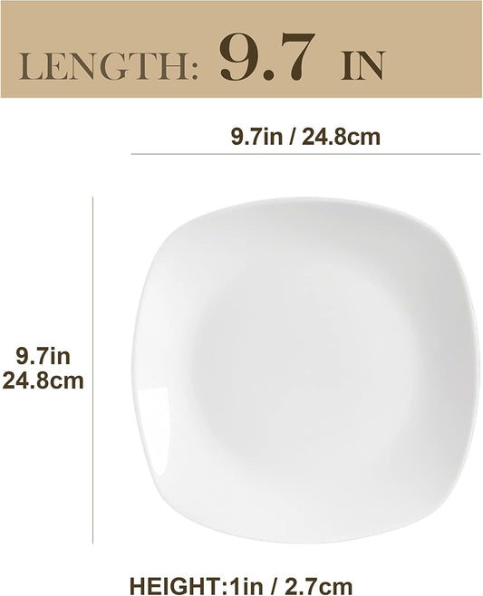 MALACASA, Serie Elisa, 6 TLG. Porzellan Tellerset Speiseteller Flache Teller Essteller Set Flachteller 24,8Cm Für 6 Personen