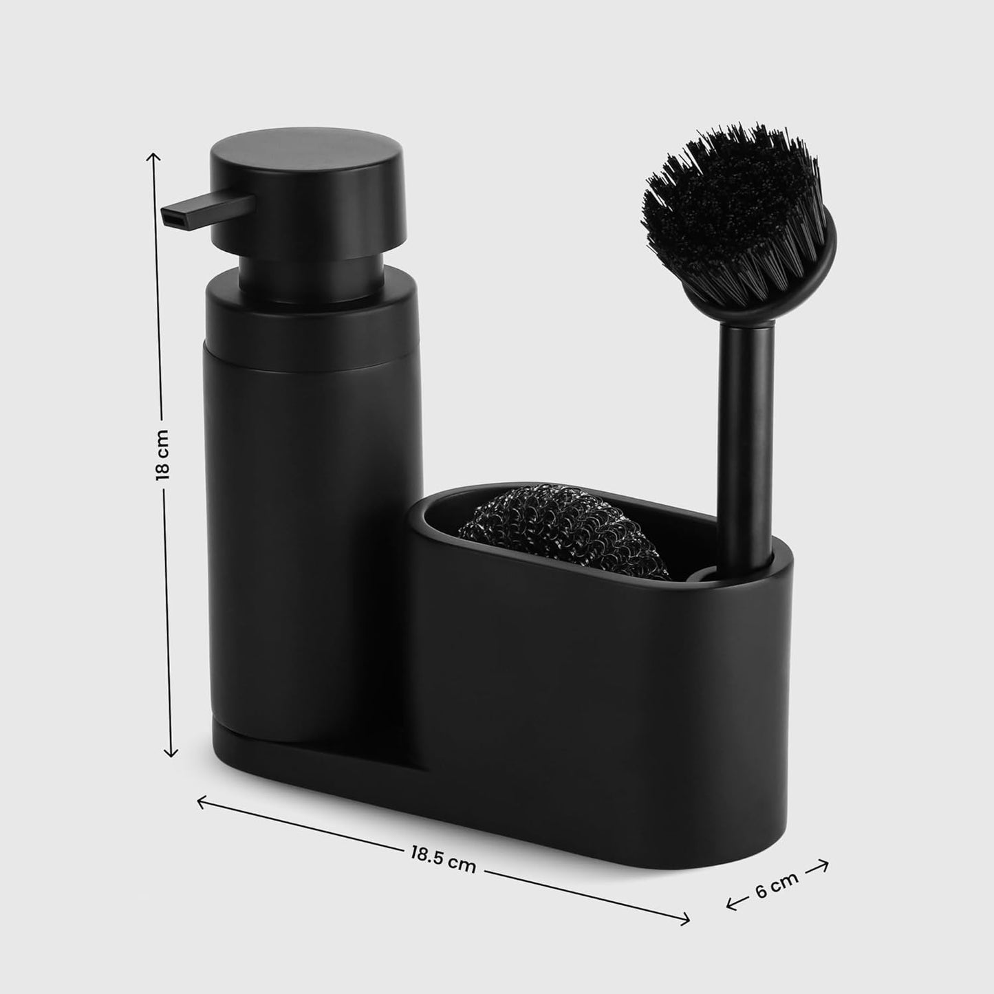 Blackswedenhome. Design Spülbecken Organizer Mit Entnehmbaren Spülmittelspender Spülbürste Und Schwamm - Küchenorganizer - Spüle Organizer Aus Kunststein Sink Spül Set Seifenspender Schwarz Matt