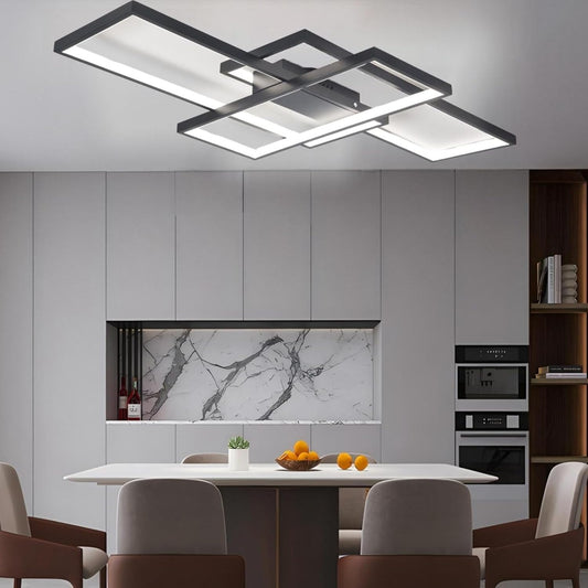 Jsz Deckenleuchte Wohnzimmer 140CM, Moderne Deckenlampe LED, 2700K-6500K Dimmbar Lampe Wohnzimmer, Black Wohnzimmerlampe Mit Fernbedienung