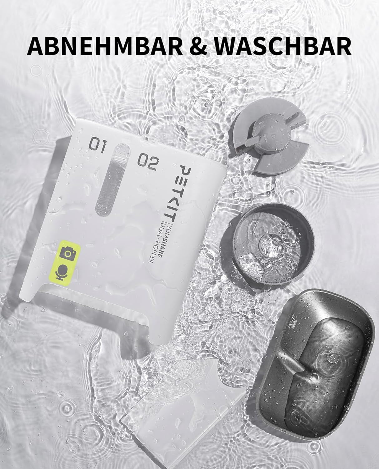 PETKIT Futterautomat Katze 2 Näpfe Mit Kamera, Futterautomat Katze,5L Katzen Futterautomaten,Automatischer Futterspender Für Katze Und Hund,Ki Funktion,1-10 Mahlzeiten/Tag, 1-30 Portionen