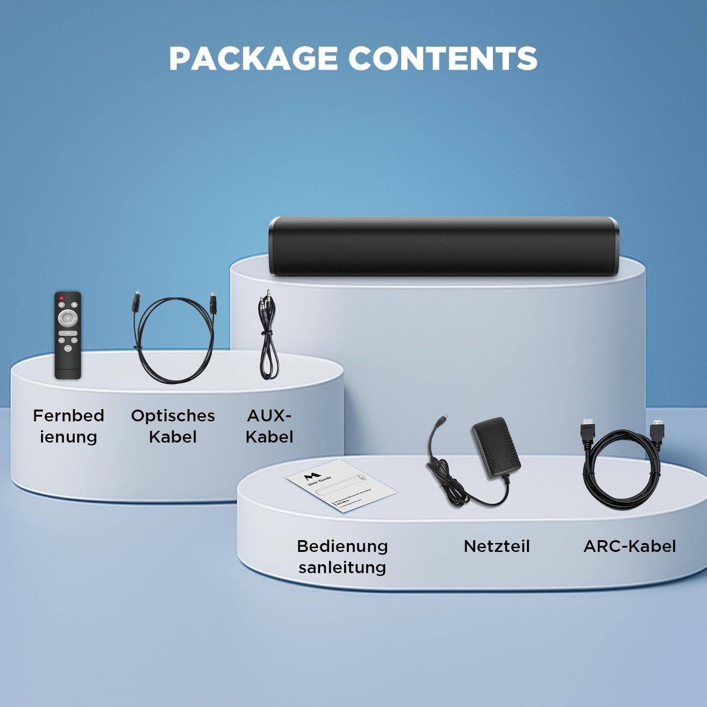 Soundbar for TV, 56W Speakers with Bluetooth 5.3/Arc/Optical/Aux Inputs – Wall Mountable Home Theater Surround Sound System Small Sound Bar for Pc/Gaming/Projectors with 3 EQ Modes (Black) 1Pcs