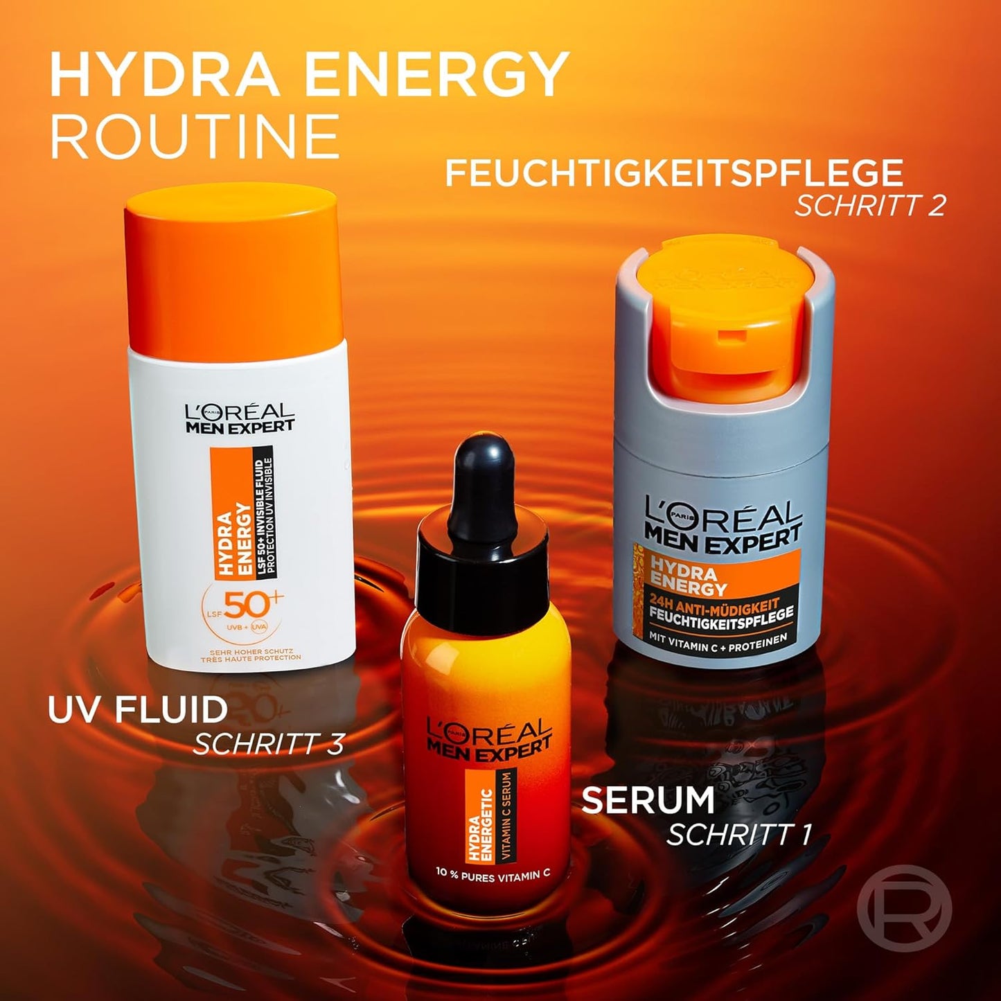 L'Oréal Men Expert Vitamin C Serum Gegen Müde Haut Für Männer, Feuchtigkeitspflege Für Ein Strahlendes Aussehen, Herren Gesichtsserum Hochdosiert Mit 10% Purem Vitamin C, Hydra Energy, 1 X 30 Ml