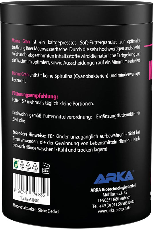 Marine Gran - 1000 Ml / 460 G - Hochwertiges Soft Granulatfutter, Fördert Farbenpracht Und Wachstum Von Meerwasser-Fischen, Kaltgepresst.