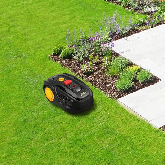Mährobot LX799 Für Bis Zu 300M² & 25% Steigung Automatischer Rasenmäher Mit Seitenlast-Digitalanzeige 3-Messer-Schneid-/Mulchsystem Stoßerkennung Vernetzter Garten Roboter Schwarz/Organge