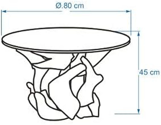 Bressmer IKAL Wurzelholz Couchtisch Ø 80 Cm Rund – Massiver Teakholz Tisch Mit Glasplatte – Handgefertigter Treibholz Design-Tisch – Nachhaltiges Unikat Für Wohnzimmer