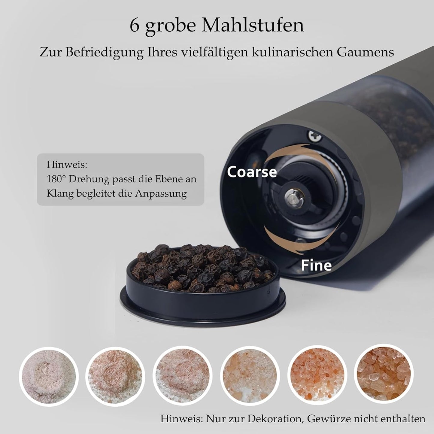 Salz Und Pfeffermühle Elektrisch 2Er Set, USB Wiederaufladbar, Einstellbarer Grobheit Gewürzmühle, Pfeffermühle Elektrische Mit Led-Licht, Reinigungsbürste, Küchengeräte, Greige