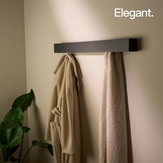Designfabrik Hamburg Wandgaderobe | Garderobe Mit Verdeckten Wandhaken | Garderobenleiste Aus Metall | Kleiderhaken | Garderobe Modernes Design 80 Cm Matt Schwarz