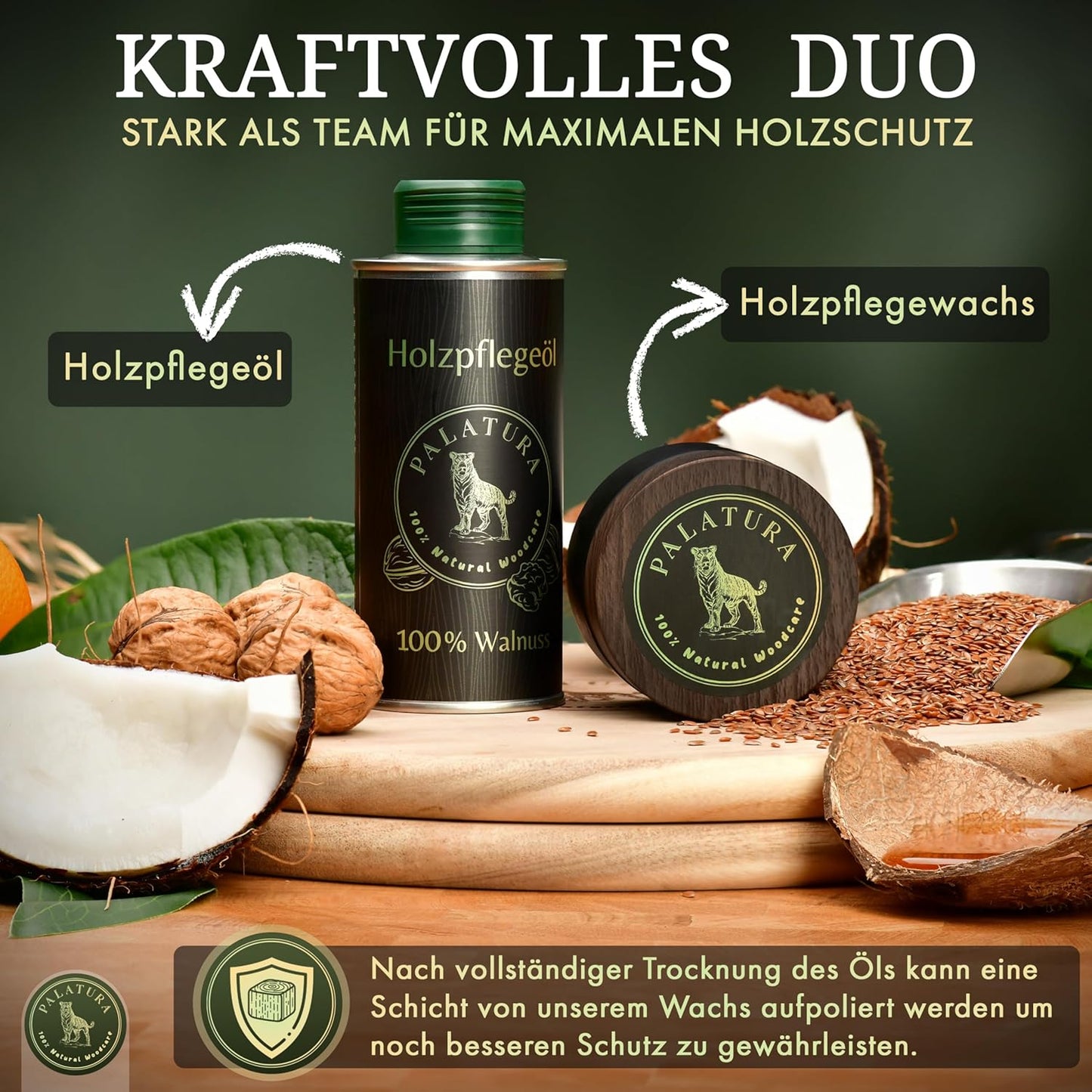 100% Natural Woodcare, Natürliche Holzpflege, Premium Holzwachs, Holzschutz Innen Und Außen, Möbelwachs, Möbelpflege Mit Bienenwachs Und Leinöl, 100Ml, Sehr Ergiebig