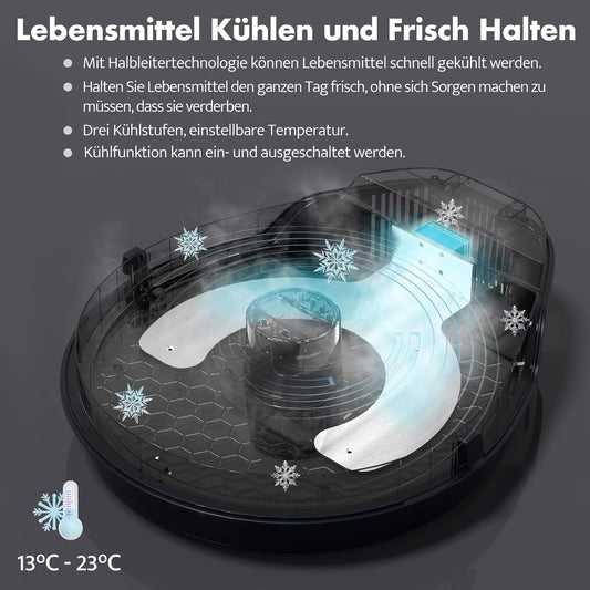 UBPET F10 Futterautomat Katze Nassfutter Mit Kühlung, Halbleiter Kühlung, Timing-Funktion Futterautomat Katze, Quick Chills Soße Nassfutter Trockenfutter Katzen Futterautomaten, 5 Mahlzeit Katze Hund