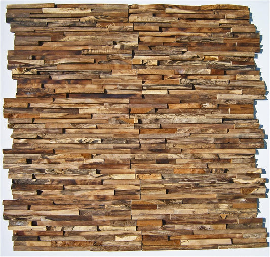 HO-1-006 - 1 Qm Teak Holz Wandverblender Wurzelholz Schwemmholz Altholz - Fliesen Lager Verkauf Stein-Mosaik Herne NRW