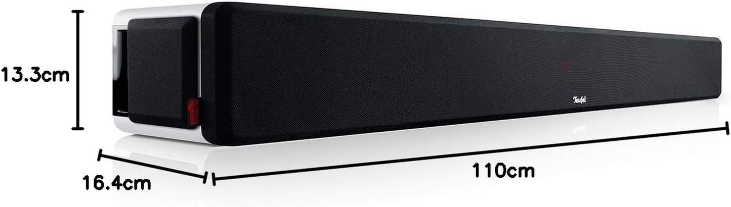 Teufel CINEBAR Ultima - Leistungsstarke Soundbar 380 Watt, Eingebauter Xxl-Subwoofer, Dynamore Ultra, Dolby Audio, Bluetooth Aptx, Bassrefex, HDMI 3D ARC CEC - Weiß