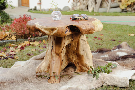 Windalf Rustikaler Beistelltisch AVENIDA 67 Cm Couchtisch Balkontisch Handarbeit Wurzelholz