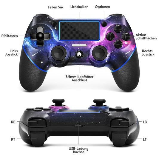 Acegamer Wireless Controller Für PS4, Game Controller Kompatibel Mit Ps4/Pro/Slim/Pc Gamepad Mit Turbo/Zurück Taste/Dual Vibration/6-Achsen Gyro Sensor/Touchpanel