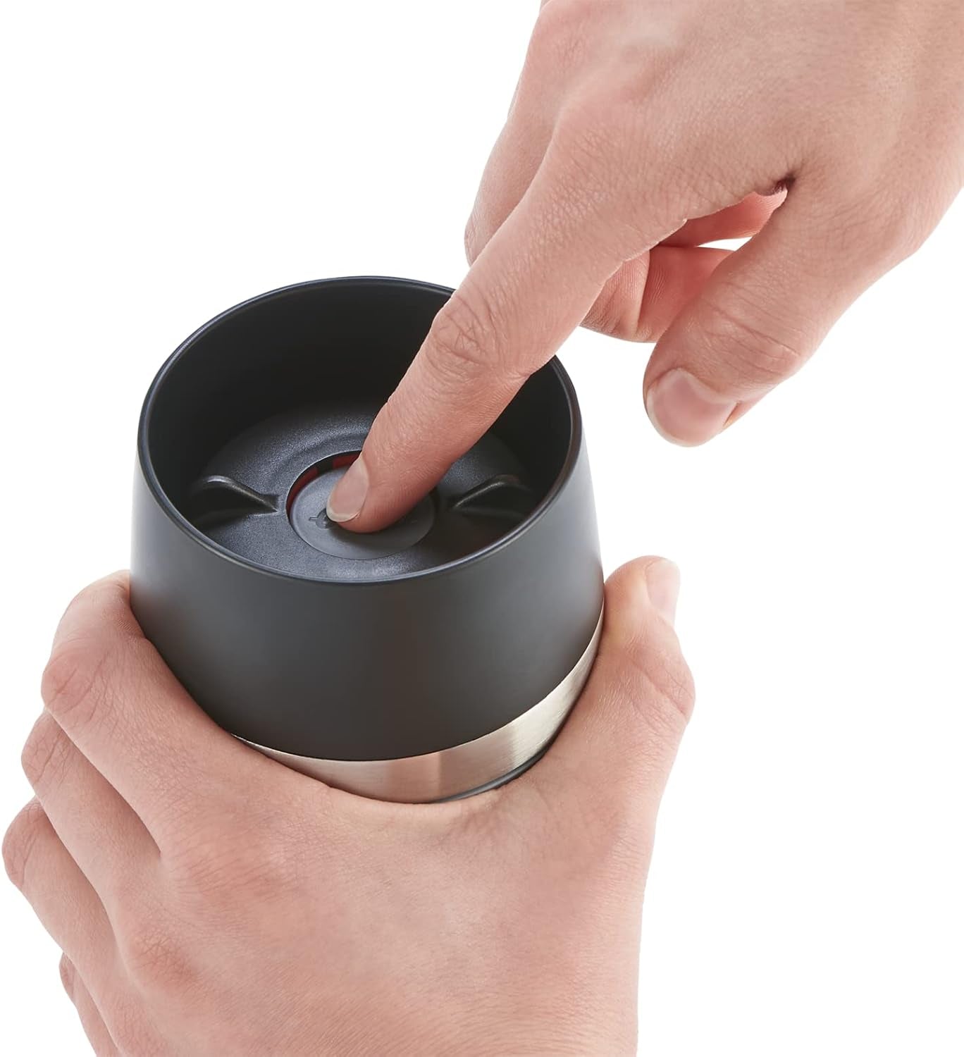 Emsa Travel Mug Classic Thermobecher, 360 Ml, Isolierbecher Hält 4H Heiß, 8H Kalt, 100 Prozent Dicht, Auslaufsicher, Quick-Press-Verschluss, 360 Grad-Trinköffnung, Kaffeebecher to Go, Schwarz, 513361