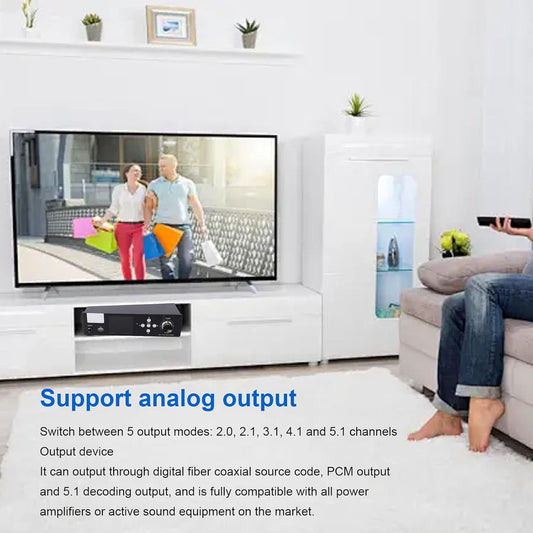 VBESTLIFE 5.1 Surround Sound Decoder, DTS AC3 LPCM Audio Decoder Mit Bluetooth 5.0, Optischer Koaxialeingang, Für Heimkino-Dvd-Player Tv-Set-Top-Box (Eu-Stecker)