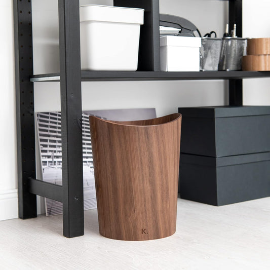 Kazai. Echtholz Papierkorb Börje | Holz Mülleimer Für Büro, Kinderzimmer, Schlafzimmer U.M. | 9 Liter | Walnuss