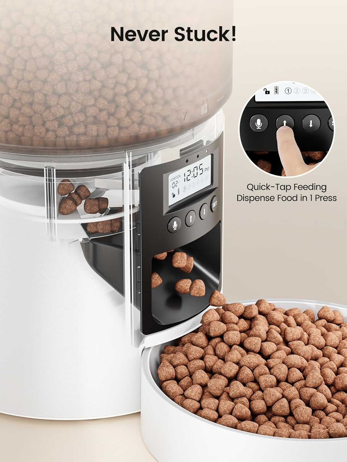 Futterautomat Katze & Hund 4L Pet Feeder Cat Mit Timer & Portionskontrolle 1-6 Mahlzeiten Pro Tag Trockenfutterspender Hunde Mit 10S Aufnahmefunktion Für Kleine/Mittlere Haustiere