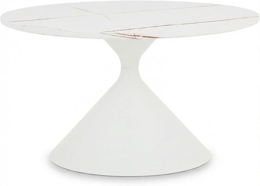 IDIMEX Couchtisch ISOMA Rund Ø70Cm, Weiß – Moderner Wohnzimmertisch Mit MDF in Steinoptik Und Stabilem Metallgestell Mit Pulverbeschichtung Ideal Als Beistelltisch Für Sofa Oder Lounge