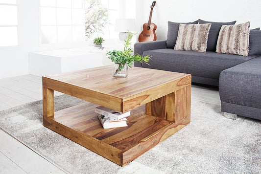 Invicta INTERIOR Massiver Edelholz Couchtisch Giant Sheesham 80Cm Stone Finish Tisch Beistelltisch