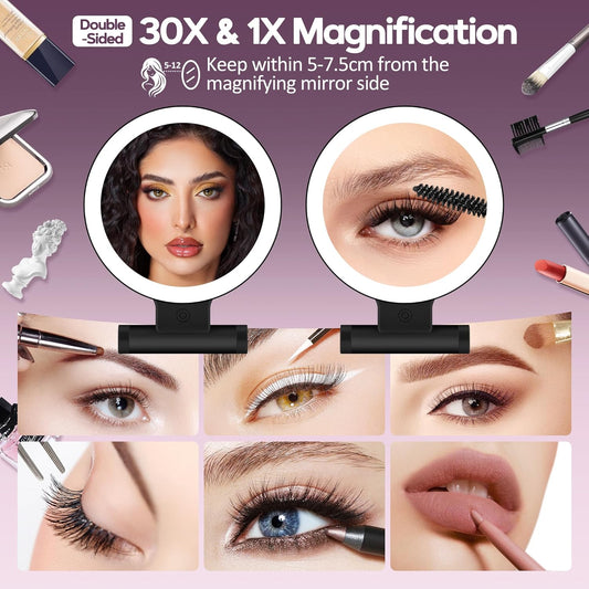 B Beauty Planet Kosmetikspiegel Mit Beleuchtung, 30 Fache/1-Fach Doppelseitige Tischspiegel,3 Farblichter, Dimmbarerschminkspiegel,Reisen Kosmetik Spiegel Mit Beleuchtung