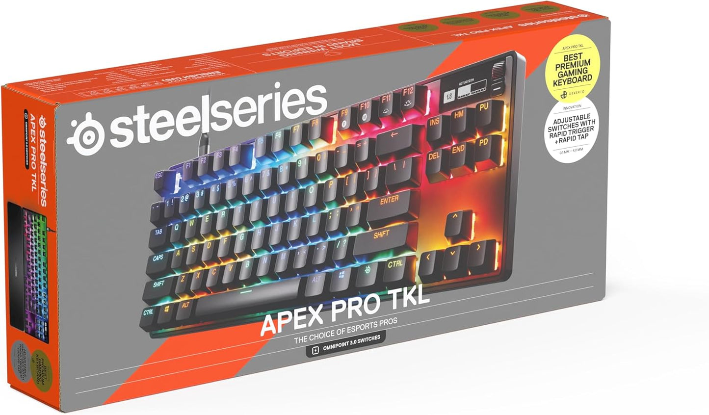 Steelseries Apex Pro TKL Gen 3 - Gaming Keyboard - Hall Effect Switches; Omnipoint 3.0 - Adjustable Actuation - Game-Ready Presets - Rapid Trigger, Protection Mode, Rapid Tap/Socd - German QWERTZ