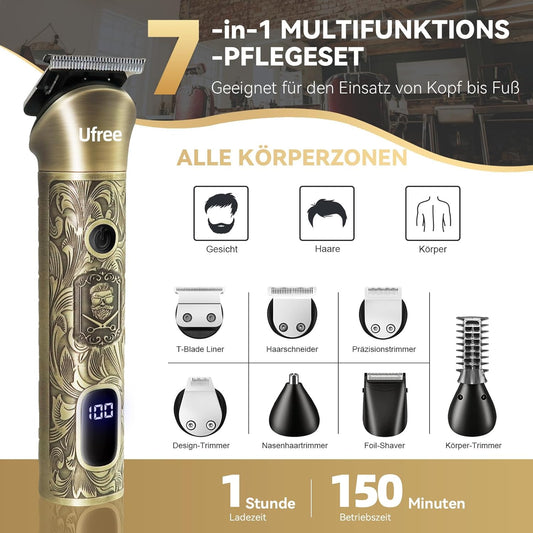 Haarschneidemaschine Profi Barttrimmer Haartrimmer Herren, 7 in 1 Bartschneider Haarschneider Rasierer Herren Elektrisch, Langhaarschneider Trimmer, Geburtstagsgeschenk Für Männer