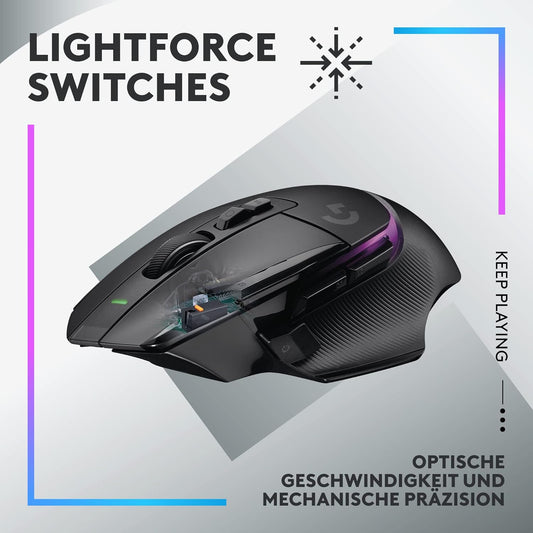 Logitech G502 X plus LIGHTSPEED Kabellose Rgb-Gaming-Maus - Optische Maus Mit LIGHTFORCE Hybridschaltern, LIGHTSYNC RGB, HERO 25K Gaming-Sensor, Kompatibel Mit PC - Macos/Windows - Schwarz