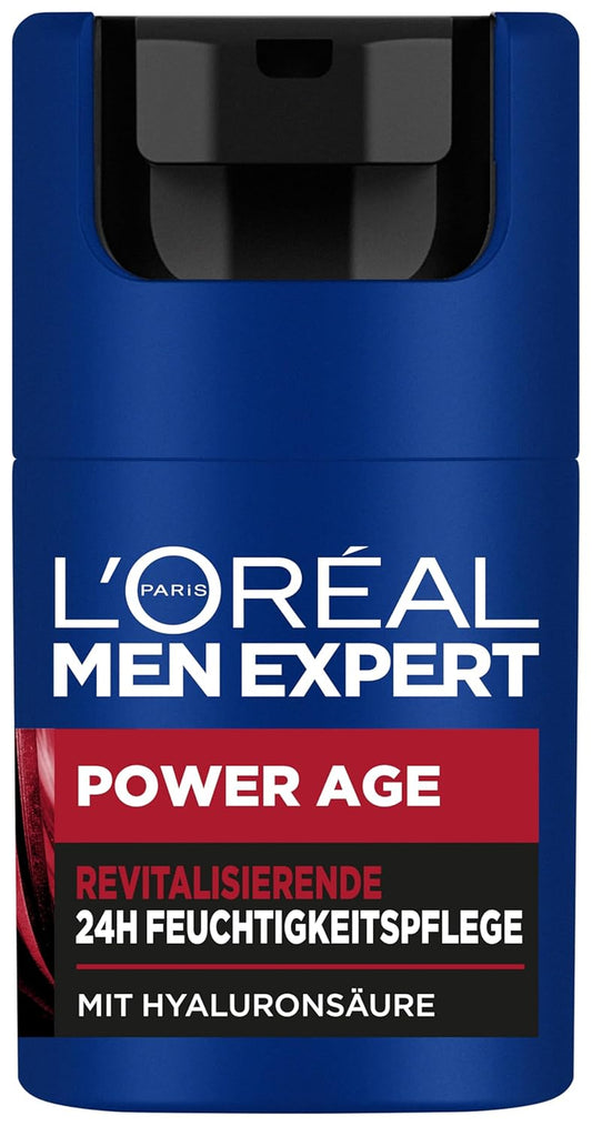 L'Oréal Men Expert Pflegeset Gegen Falten Für Männer, Geschenkset Mit Anti-Aging Tagescreme Und Nachtcreme Gegen Matte Haut, Geschenke Für Herren Mit Hyaluronsäure, Power Age, 2 X 50 Ml