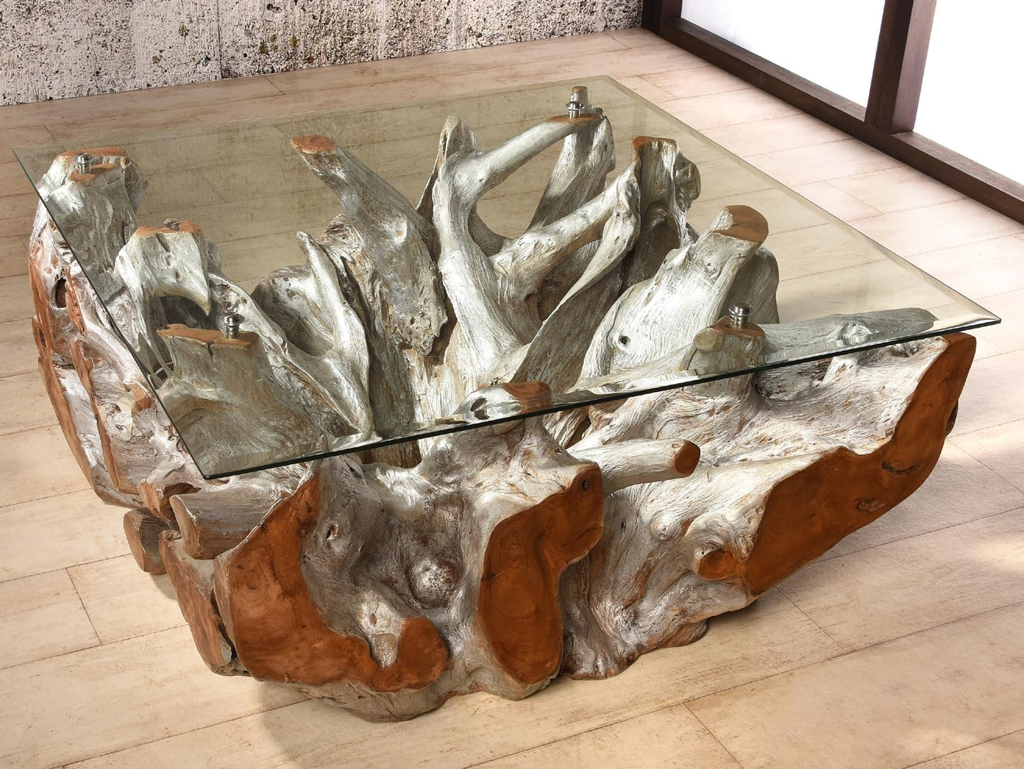 Sofatisch 100X100 Cm Aus Wurzelholz Couchtisch Wohnzimmertisch Holz Schwemmholz Recycling