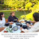 Steingut Geschirrset 6 Personen Ibiza 24 Tlg. TESTSIEGER, Traumhaftes Mediterranes Steingut Geschirr Set, Schüssel- Und Teller Set, Tafelservice 6 Personen, Geschirrsets Pure Living in Grau