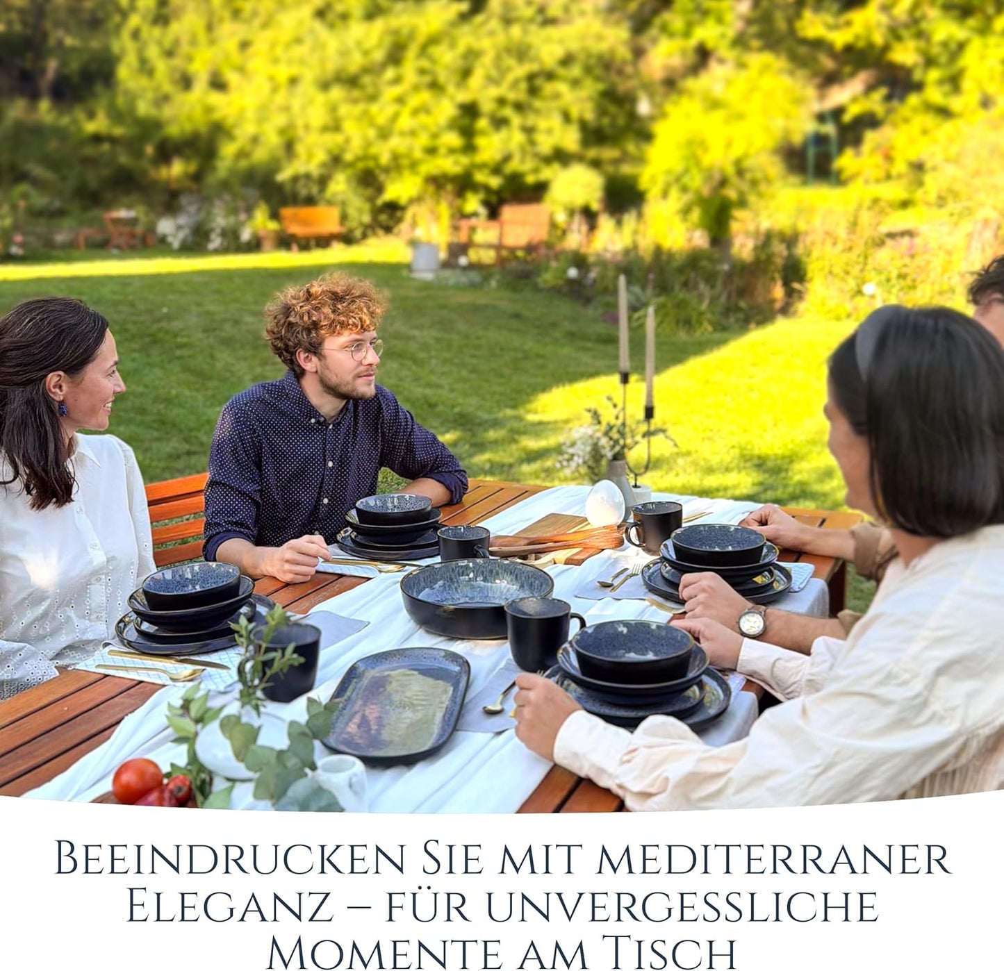 Steingut Geschirrset 6 Personen Ibiza 24 Tlg. TESTSIEGER, Traumhaftes Mediterranes Steingut Geschirr Set, Schüssel- Und Teller Set, Tafelservice 6 Personen, Geschirrsets Pure Living in Grau
