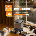 Oneisall 5L Futterautomat Katze 2 Näpfe, Katzenfutter Automat Mit Einem Knopf, Einfache Bedienung, Futterspender Für Katzen/Hunde, Mit Edelstahlschüssel, Voice Recorder, Für Kleine/Mittlere Haustiere