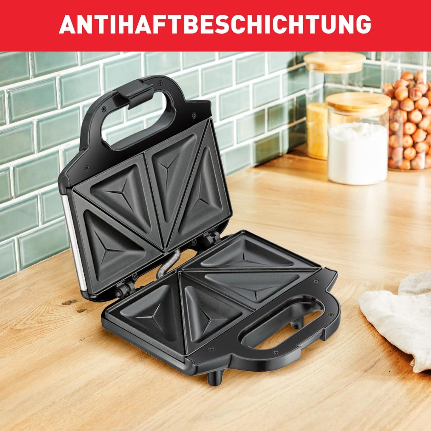 Tefal Sandwichmaker – Starte Genussvoll in Den Tag: Knusprige Toasts, Geschmolzener Käse Und Kein Anbrennen Dank Antihaft-Platten, Einfache Reinigung Und Stilvolles Design Für Dein Frühstücksritual