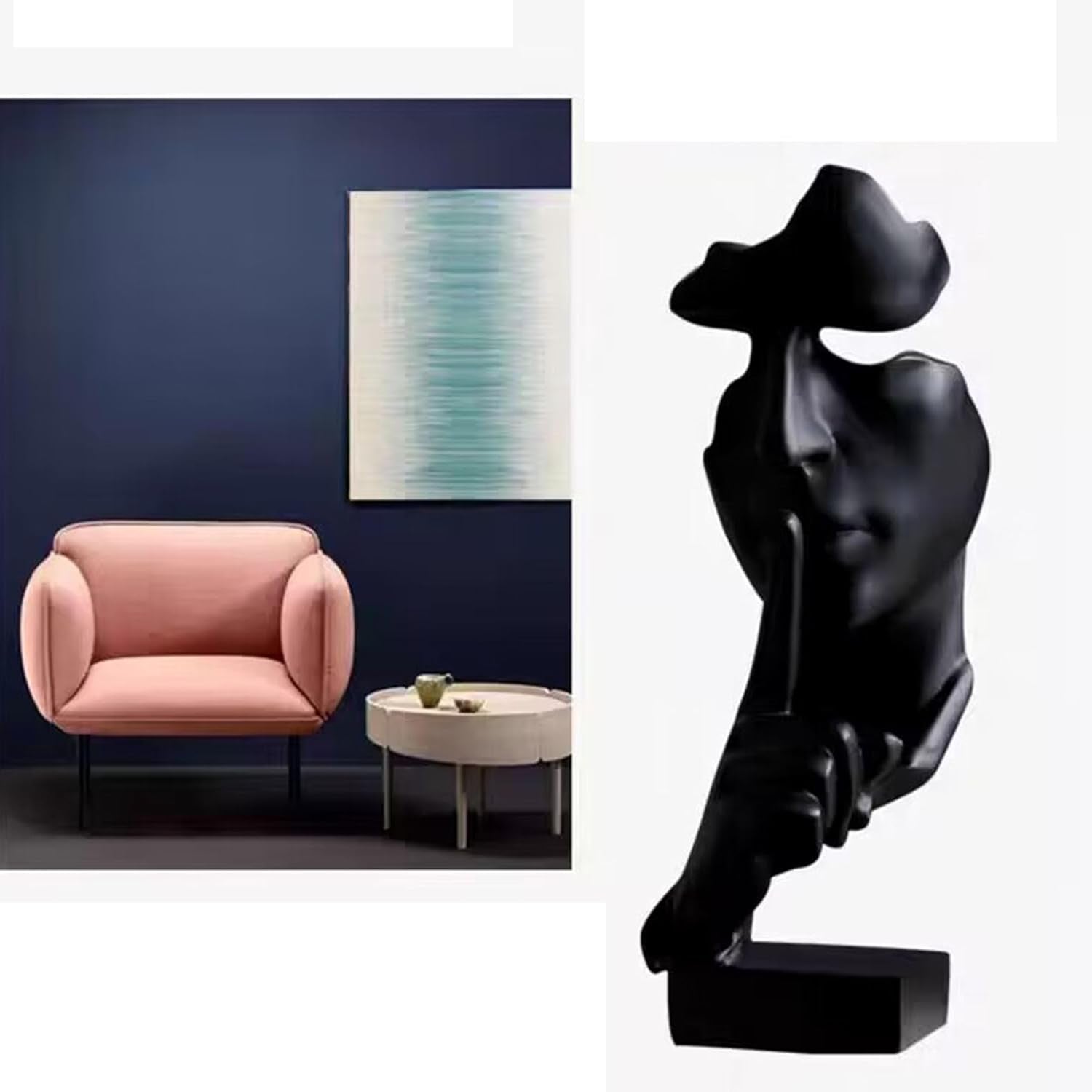 Skulptur Deko，Moderne Minimalistische Abstrakte Skulptur Handwerk Dekoration Wohnzimmer Weinschrank Schlafzimmer Zimmer Dekorationen Büro Dekoration (Schwarz)