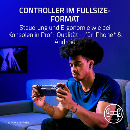 Razer Kishi V3 Phantom White - Fullsize Mobil-Controller Für Iphone & Android Smartphones - USB-C Plug-And-Play - Anti-Drift Analogsticks - 12 Tasten - Sensa HD Haptics | Phantom White Edition