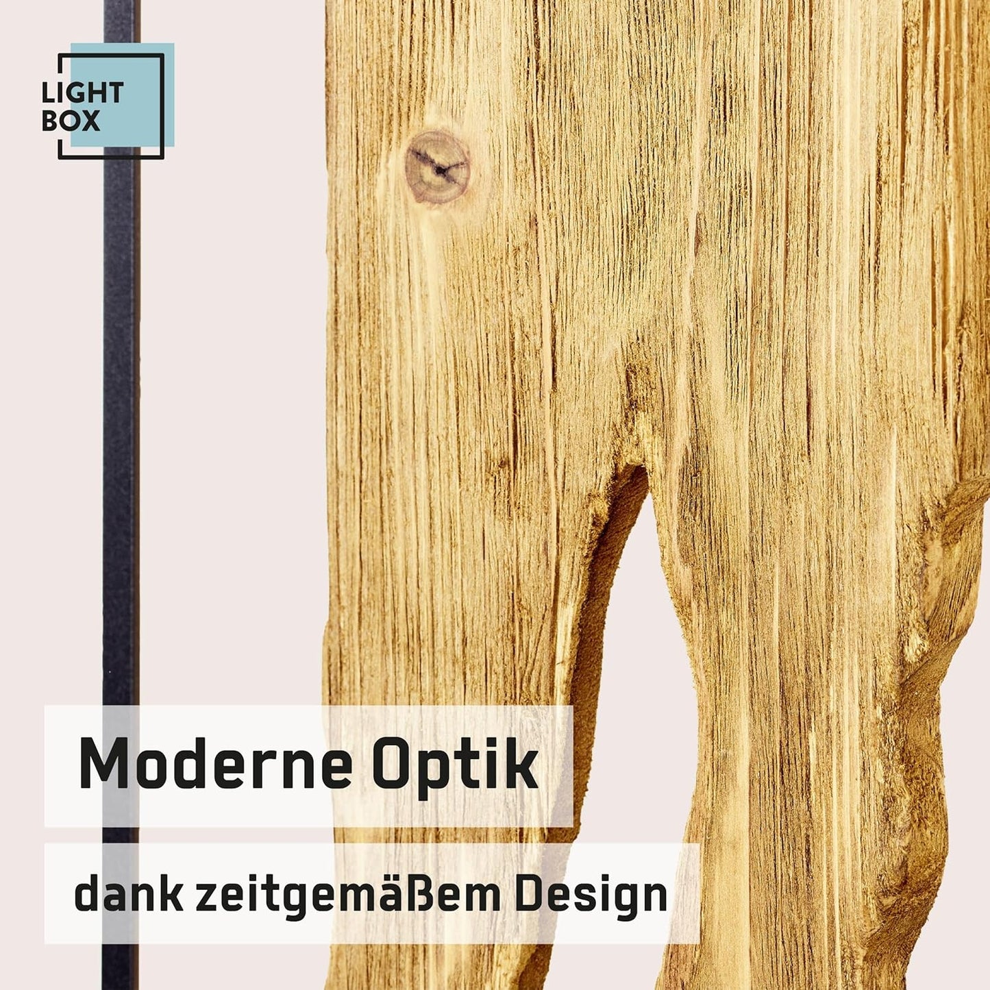 Lightbox LED Stehlampe | 120 Cm | Holz Standleuchte Mit Fuß-Druck-Schalter & LED Profilband | Wohnzimmer Deko Lampe | Aus Aluminium/Metall/Kiefernholz in Schwarz | Contemporary/Industrial Style