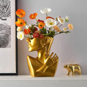 Kreativität Gesicht Vasen Deko,  Moderne Vase Gesicht Statue Keramik Blumentopf Kopf Kunstverzierung Haus Dekoration Blumenvasen Für Pampasgras Wohnzimmer Schlafzimmer