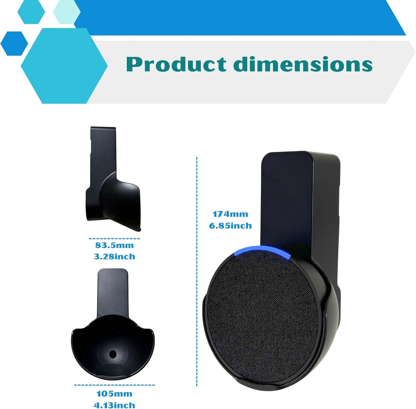 Sintron Lautsprecher Wandhalterung Für Echᴏ Pop, Platzsparend Halterung, Keine Bohren Erforderlich, Integriertem Kabelmanagement, Für Wohn & Schlafzimmer, Küche, Kompatibel Mit Google Nest (Schwarz)